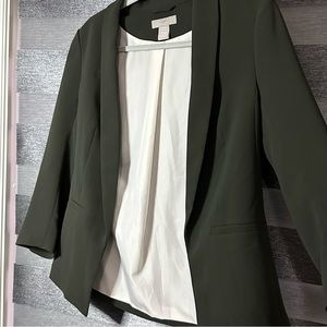 H&M green straight cut blazer